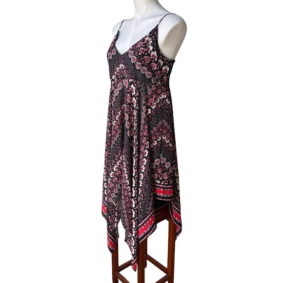 Express Summer Floral Bouquet Handkerchief Hem Boho Dress, Sz M - Picture 8 of 14